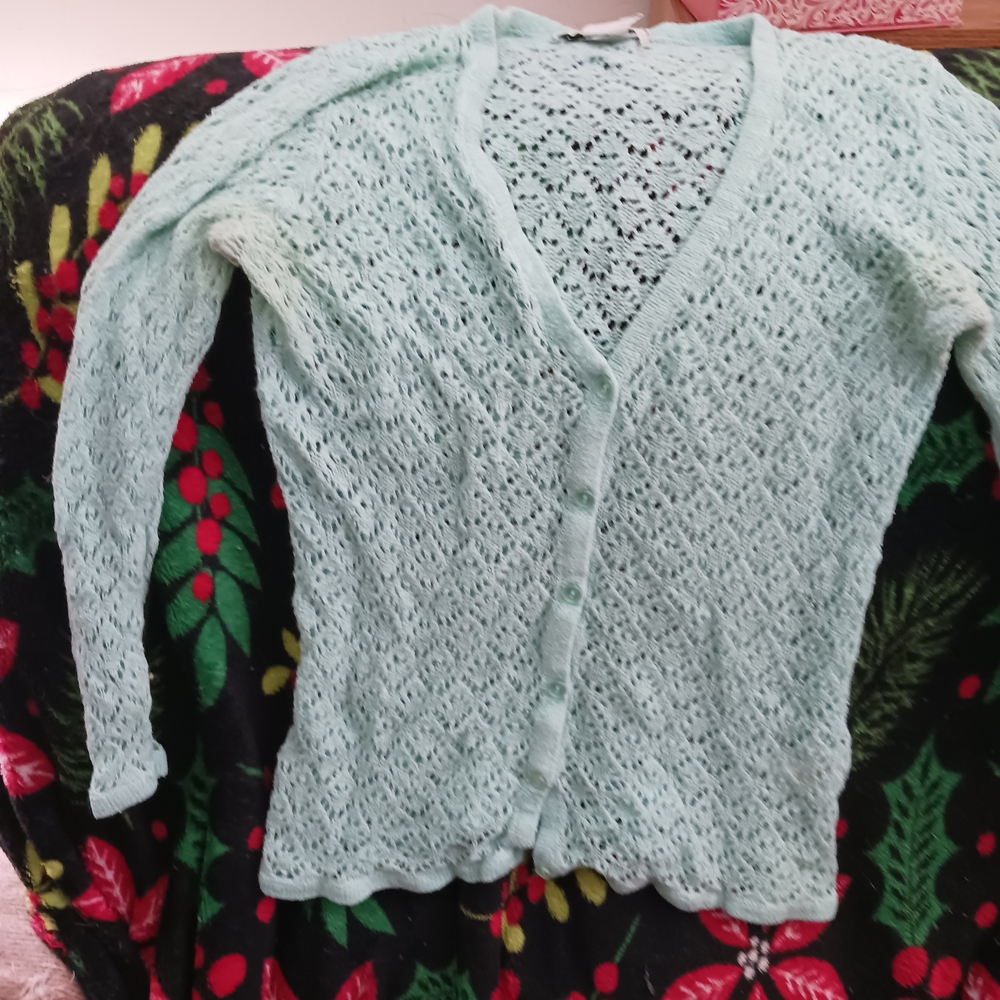 Sag Harbor Light Green Lace Cardigan
